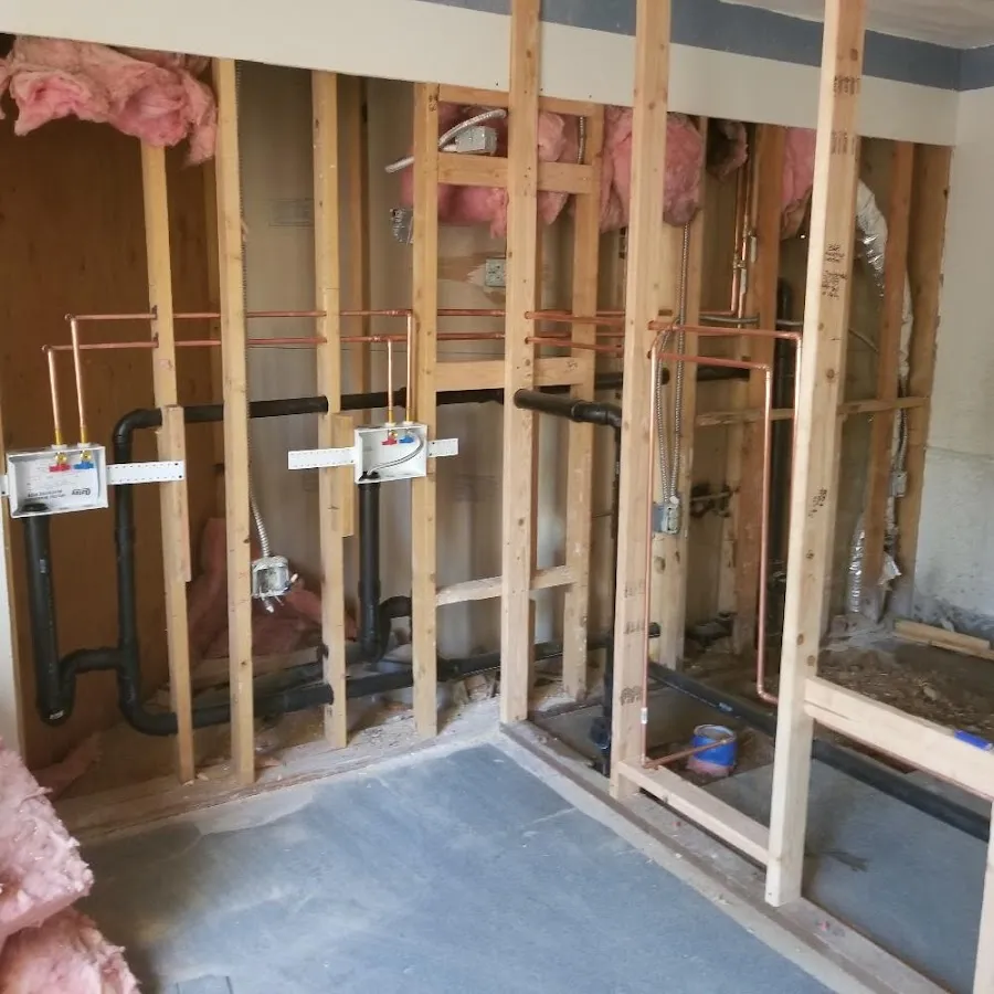 Copper pipe rough-in and plumbing installation in Lumberton